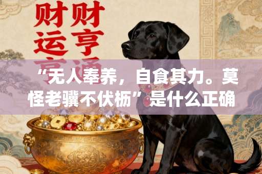 “无人奉养，自食其力。莫怪老骥不伏枥”是什么正确生肖|解答指一准确最佳生肖，词语谜底剖解赏析-第1张图片-范文生肖